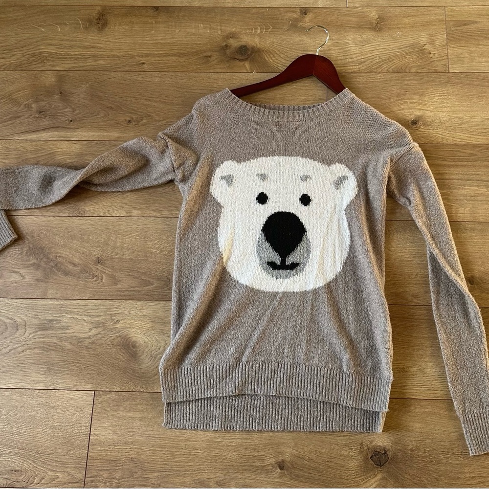 HOLLISTER - Polar Bear Graphic crew neck Sweater - Tan